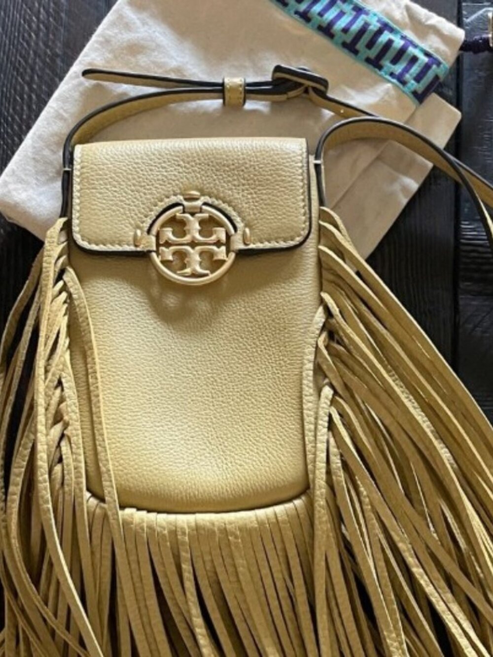 TORY BURCH MUSTARD FRINGED CROSSBODY